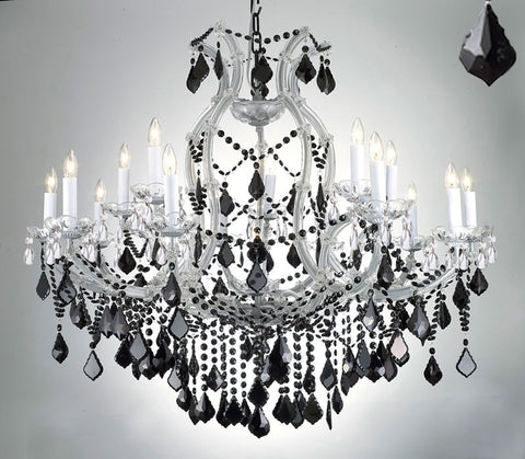 New Maria Theresa Chandelier Crystal Lighting H38" X W37" W/ Jet Black Crystal - A83-Silver/21510/15+1/Blackcrystal