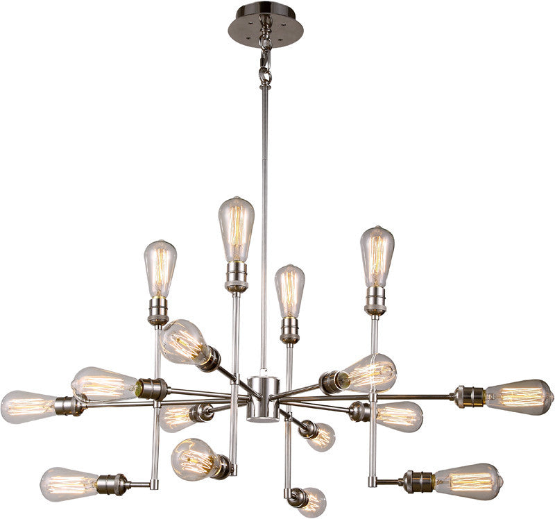 C121-1139D43PN By Elegant Lighting - Ophelia Collection Polished Nickel Finish 15 Lights Pendant Lamp