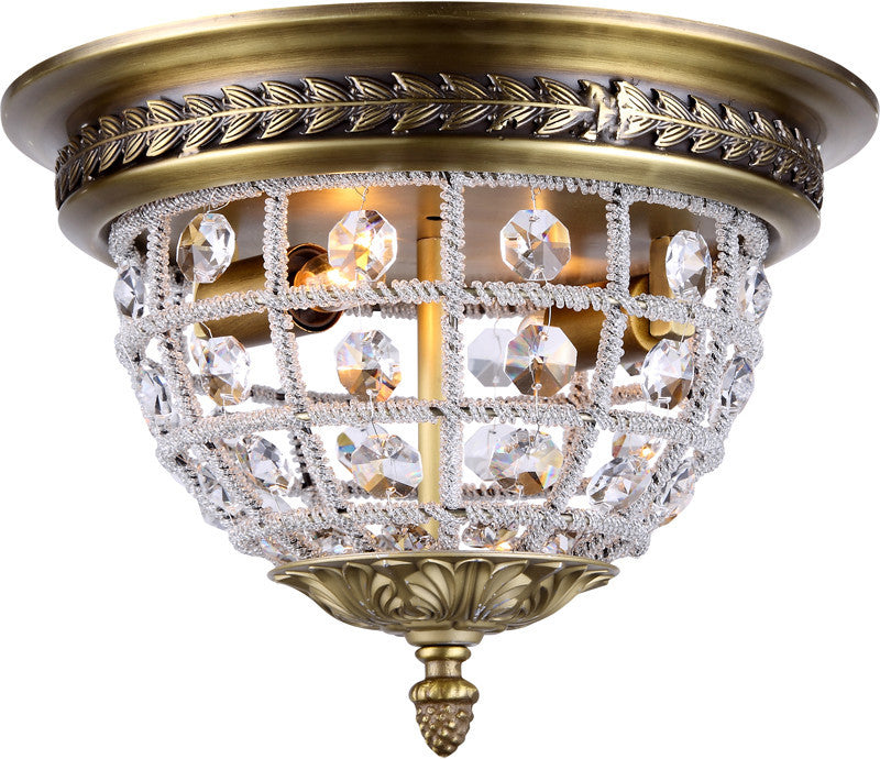 C121-1205F12FG/RC By Elegant Lighting - Olivia Collection French Gold Finish 2 Lights Flush Mount