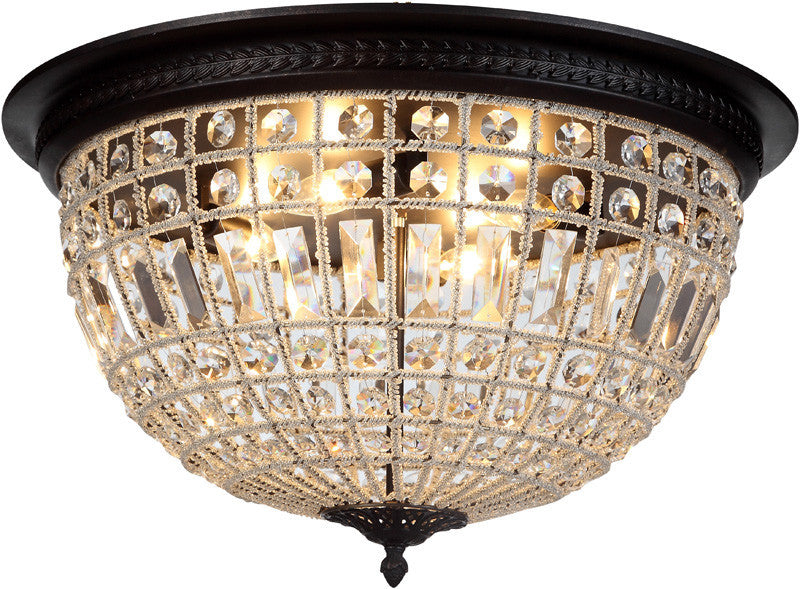 C121-1205F24DB/RC By Elegant Lighting - Olivia Collection Dark Bronze Finish 4 Lights Flush Mount