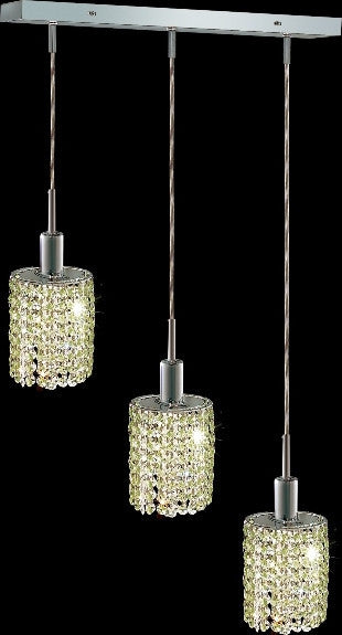 C121-1283D-O-E-LP/RC By Elegant Lighting Mini Collection 3 Lights Pendant Chrome Finish