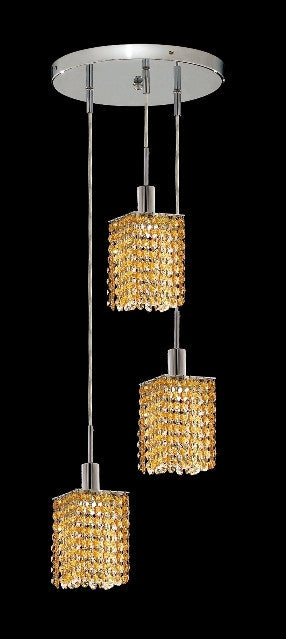 C121-1283D-R-S-LT/RC By Elegant Lighting Mini Collection 3 Lights Pendant Chrome Finish