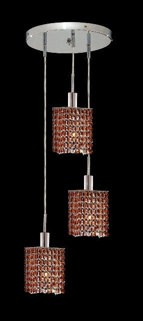 C121-1283D-R-S-TO/RC By Elegant Lighting Mini Collection 3 Lights Pendant Chrome Finish