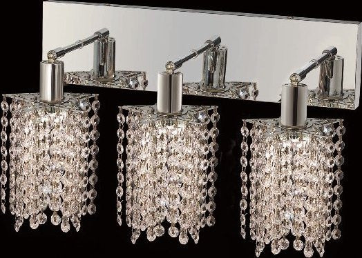 C121-1283W-O-P-CL/RC By Elegant Lighting Mini Collection 3 Lights Wall Sconce Chrome Finish