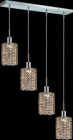 C121-1284D-O-R-GT/RC By Elegant Lighting Mini Collection 4 Lights Pendant Chrome Finish