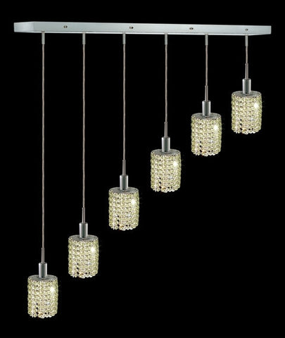 C121-1286D-O-E-LP/RC By Elegant Lighting Mini Collection 6 Lights Pendant Chrome Finish