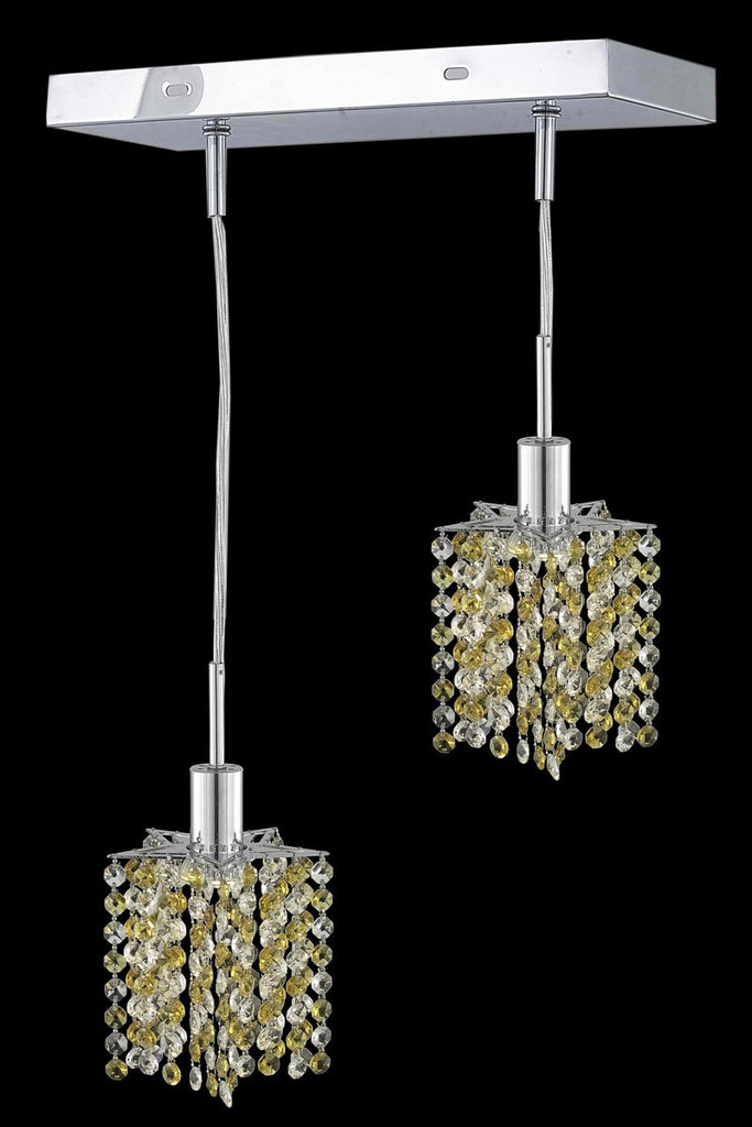 C121-1382D-O-P-BO/RC By Elegant Lighting Mini Collection 2 Light Pendants Chrome Finish