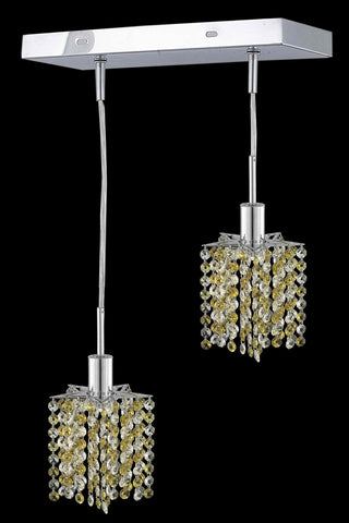 C121-1382D-O-P-LP/RC By Elegant Lighting Mini Collection 2 Light Pendants Chrome Finish