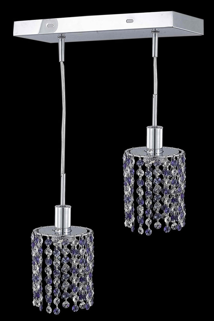 C121-1382D-O-R-GT/RC By Elegant Lighting Mini Collection 2 Light Pendants Chrome Finish