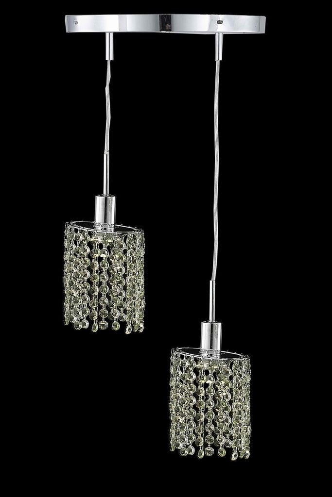 C121-1382D-R-E-LT/RC By Elegant Lighting Mini Collection 2 Light Pendants Chrome Finish