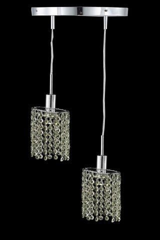 C121-1382D-R-E-RO/RC By Elegant Lighting Mini Collection 2 Light Pendants Chrome Finish