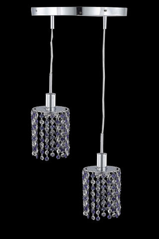 C121-1382D-R-R-RO/RC By Elegant Lighting Mini Collection 2 Light Pendants Chrome Finish