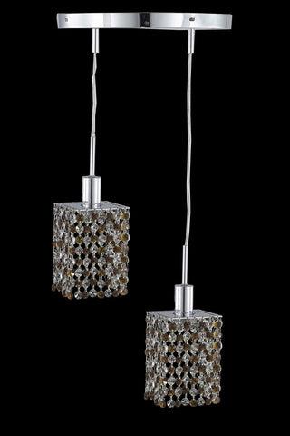 C121-1382D-R-S-BO/RC By Elegant Lighting Mini Collection 2 Light Pendants Chrome Finish