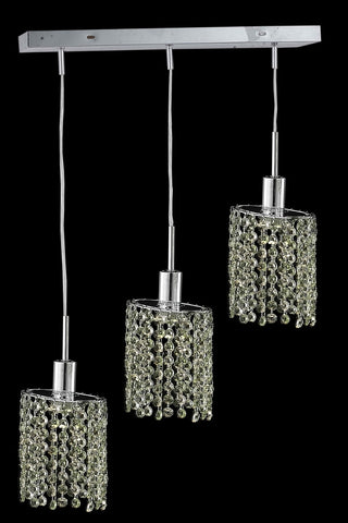 C121-1383D-O-E-LP/RC By Elegant Lighting Mini Collection 3 Light Pendants Chrome Finish