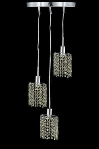 C121-1383D-R-E-LP/RC By Elegant Lighting Mini Collection 3 Light Pendants Chrome Finish