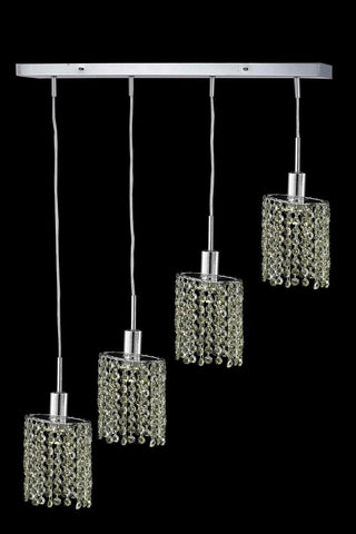 C121-1384D-O-E-GT/RC By Elegant Lighting Mini Collection 4 Light Pendants Chrome Finish