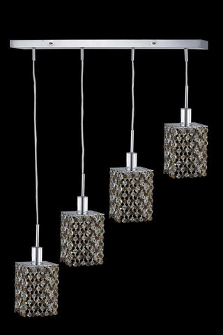 C121-1384D-O-S-LP/RC By Elegant Lighting Mini Collection 4 Light Pendants Chrome Finish