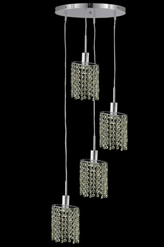 C121-1384D-R-E-LT/RC By Elegant Lighting Mini Collection 4 Light Chandeliers Chrome Finish