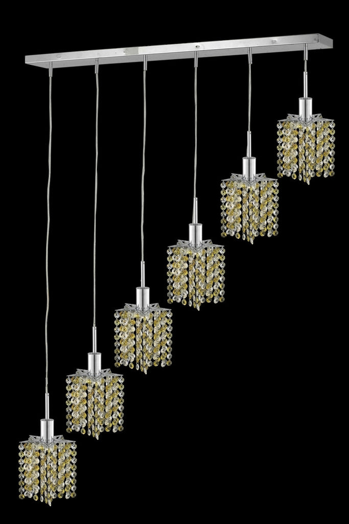 C121-1386D-O-P-JT/RC By Elegant Lighting Mini Collection 6 Light Chandeliers Chrome Finish