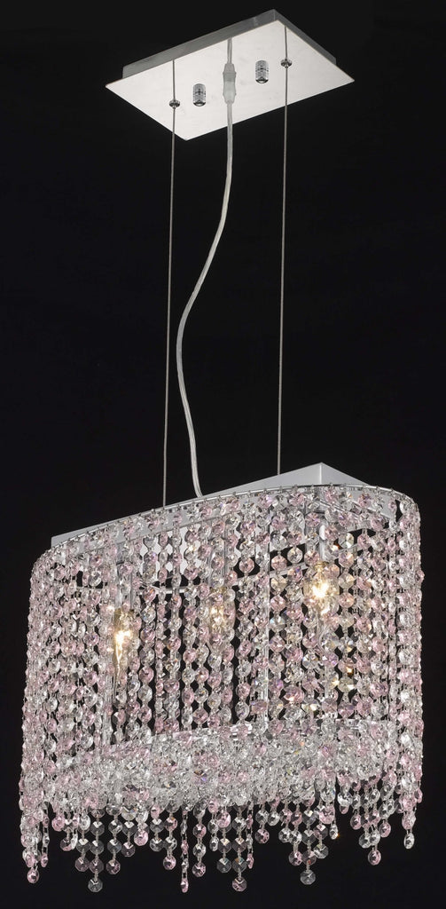 C121-1392D18C-BO/RC By Elegant Lighting Moda Collection 3 Light Chandeliers Chrome Finish