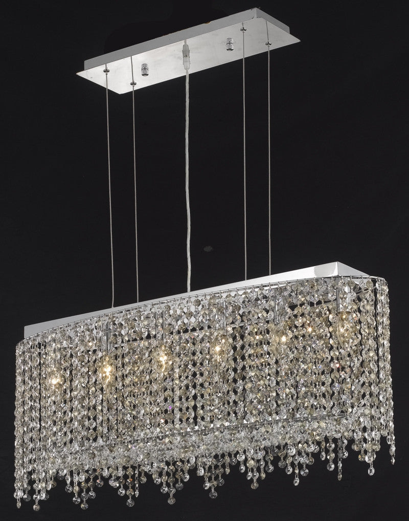 C121-1392D32C-GT/RC By Elegant Lighting Moda Collection 6 Light Chandeliers Chrome Finish