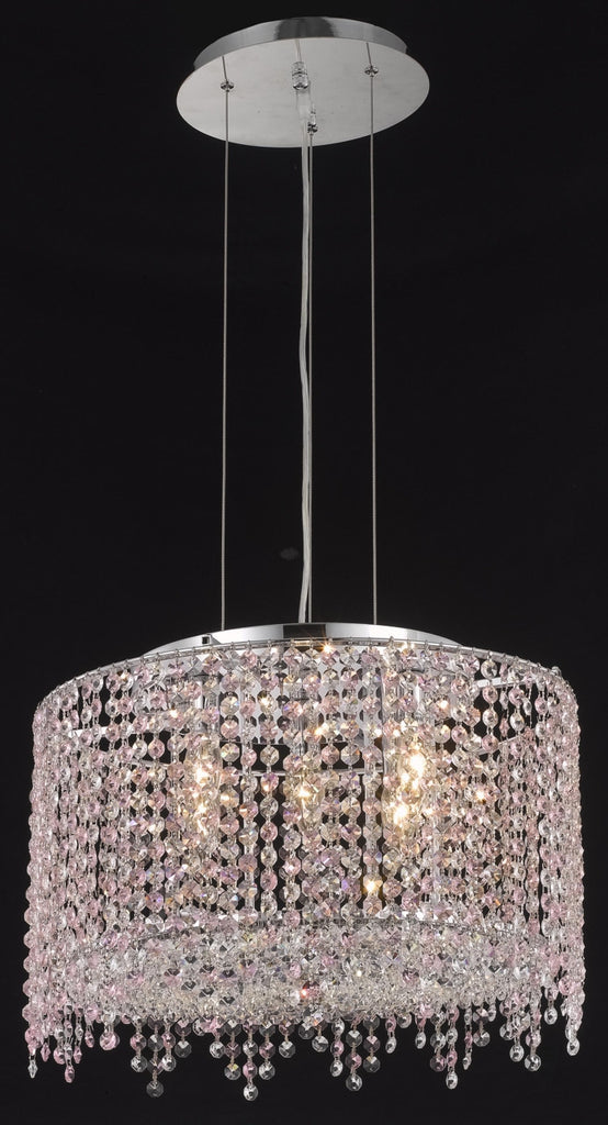 C121-1393D18C-GT/RC By Elegant Lighting Moda Collection 5 Light Chandeliers Chrome Finish