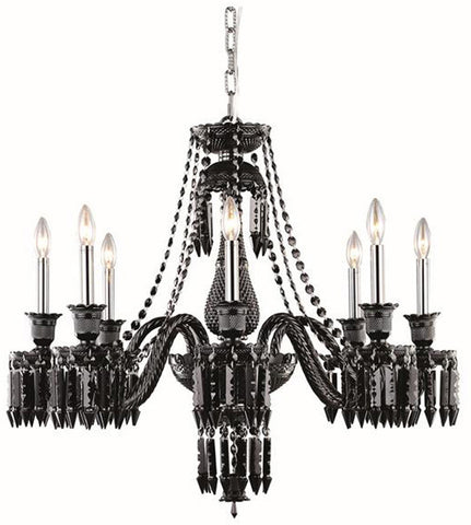 C121-8908D32SB-JT/EC By Elegant Lighting - Majestic Collection Black Finish 8 Lights Dining Room