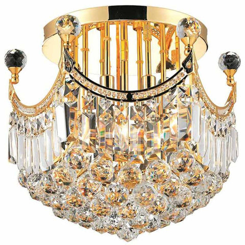 ZC121-V8949F16G/EC By Elegant Lighting - Corona Collection Gold Finish 6 Lights Flush Mount