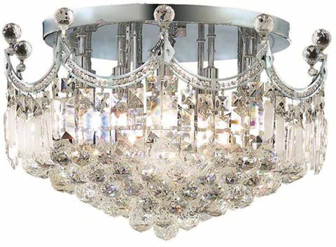 ZC121-V8949F20C/EC By Elegant Lighting - Corona Collection Chrome Finish 9 Lights Flush Mount