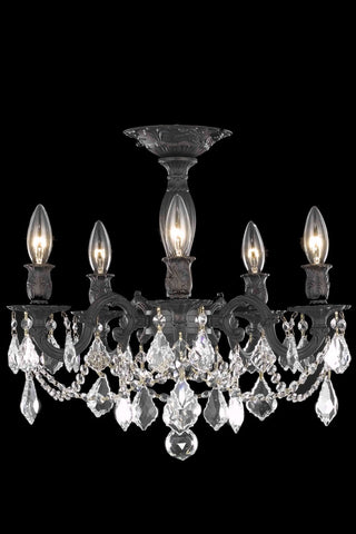 C121-9205F18DB/RC By Elegant Lighting Rosalia Collection 5 Light Chandeliers Dark Bronze Finish