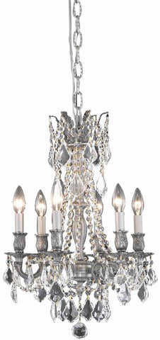 C121-9206D16PW/EC By Elegant Lighting - Rosalia Collection Pewter Finish 6 Lights Pendant Lamp