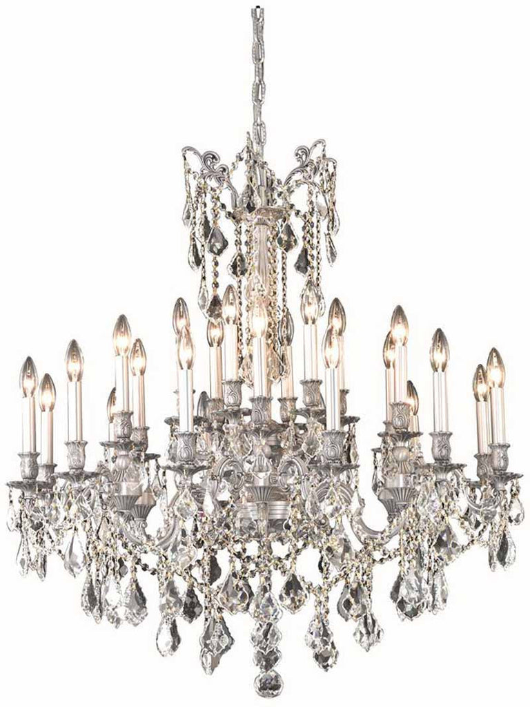 C121-9224D36PW/RC By Elegant Lighting Rosalia Collection 24 Light Dining Room Pewter Finish