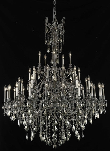 C121-9245G54PW-GT/RC By Elegant Lighting Rosalia Collection 45 Light Chandeliers Pewter Finish