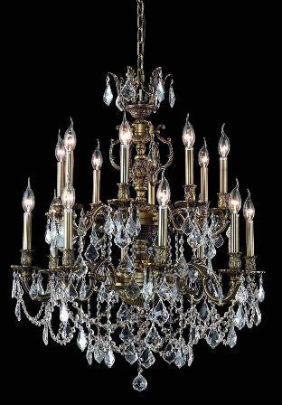 C121-9516D28AB/EC By Elegant Lighting Marseille Collection 16 Lights Chandelier Antique Bronze Finish