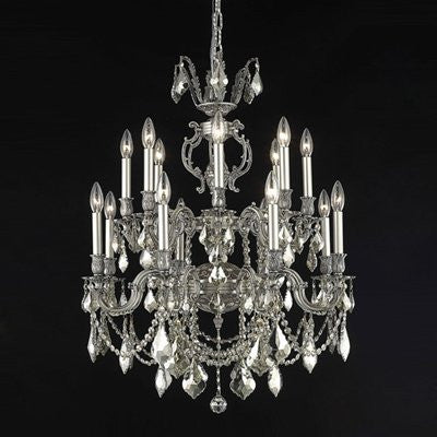 C121-9516D28DB-GS/RC By Elegant Lighting Marseille Collection 16 Lights Chandelier Dark Bronze Finish