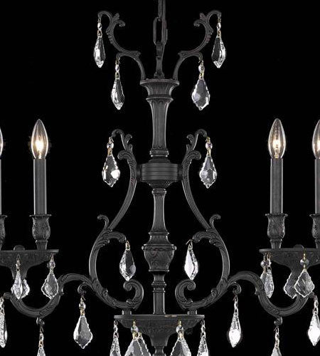 C121-9604D26DB+SH-1E31G/RC By Elegant Lighting Monarch Collection 4 Light pendant Dark Bronze Finish