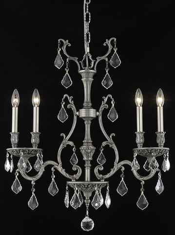 C121-9604D26PW/RC By Elegant Lighting Monarch Collection 4 Light Chandeliers Pewter Finish