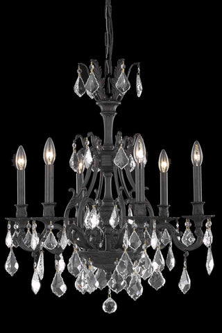 C121-9606D24DB/RC By Elegant Lighting Monarch Collection 6 Light Chandeliers Dark Bronze Finish