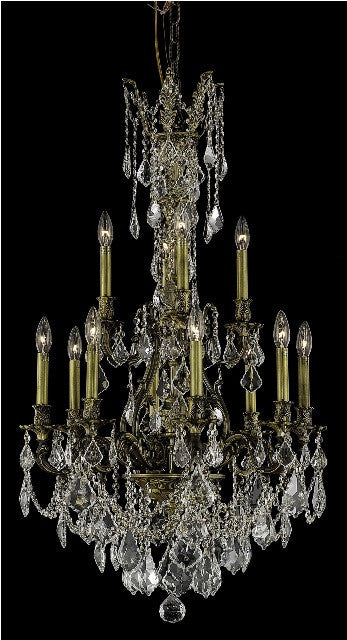 C121-9612D25PW-GT/RC By Elegant Lighting Monarch Collection 12 Lights Chandelier Pewter Finish