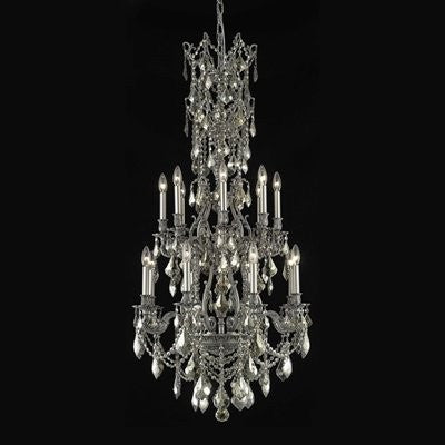 C121-9616D27DB-GS/RC By Elegant Lighting Monarch Collection 16 Lights Chandelier Dark Bronze Finish