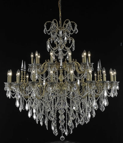 C121-9730G53FG/RC By Elegant Lighting Athena Collection 30 Light Chandeliers French Gold Finish