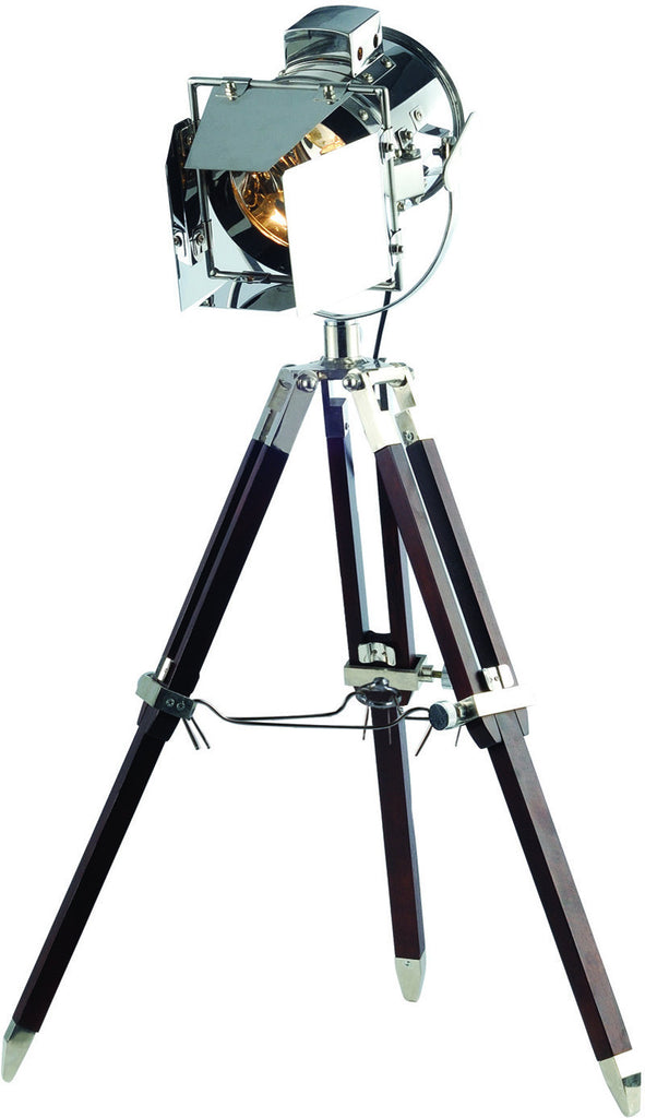 C121-FL1201 By Elegant Lighting - Ansel Tripod Collection Chrome & Brown Finish 1 Light Floor Lamp