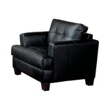 Set of 3 - Samuel Cushion Sofa + Love Seat + Chair Black - D300-10005