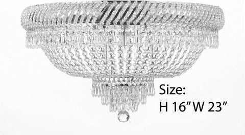 Flush French Empire Crystal Chandelier H16 X Wd23 6 Lights Chandeliers Lighting Silver Fixture Pendant Ceiling Lamp Empire Flush - J10-flush/448/9 SILVER