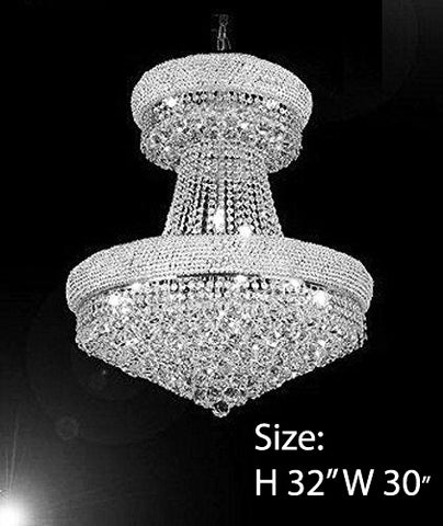 French Empire Crystal Chandelier Chandeliers H32" X W30" - Good For Dining Room Foyer Entryway Family Room Bedroom Living Room And More - F93-B92/Cs/541/24