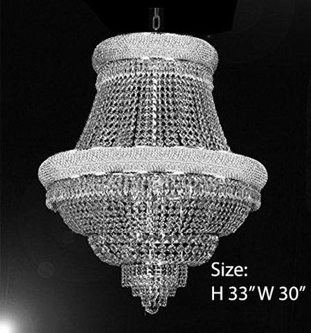 French Empire Crystal Chandelier Lighting H33" X W30" - Good for Dining Room Foyer Entryway Family Room Bedroom Living Room and More! - F93-B92/CS/448/21