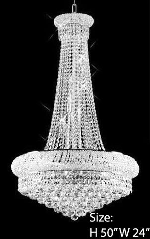French Empire Crystal Chandelier H50" X W24" - A93-Large/Silver/542/15