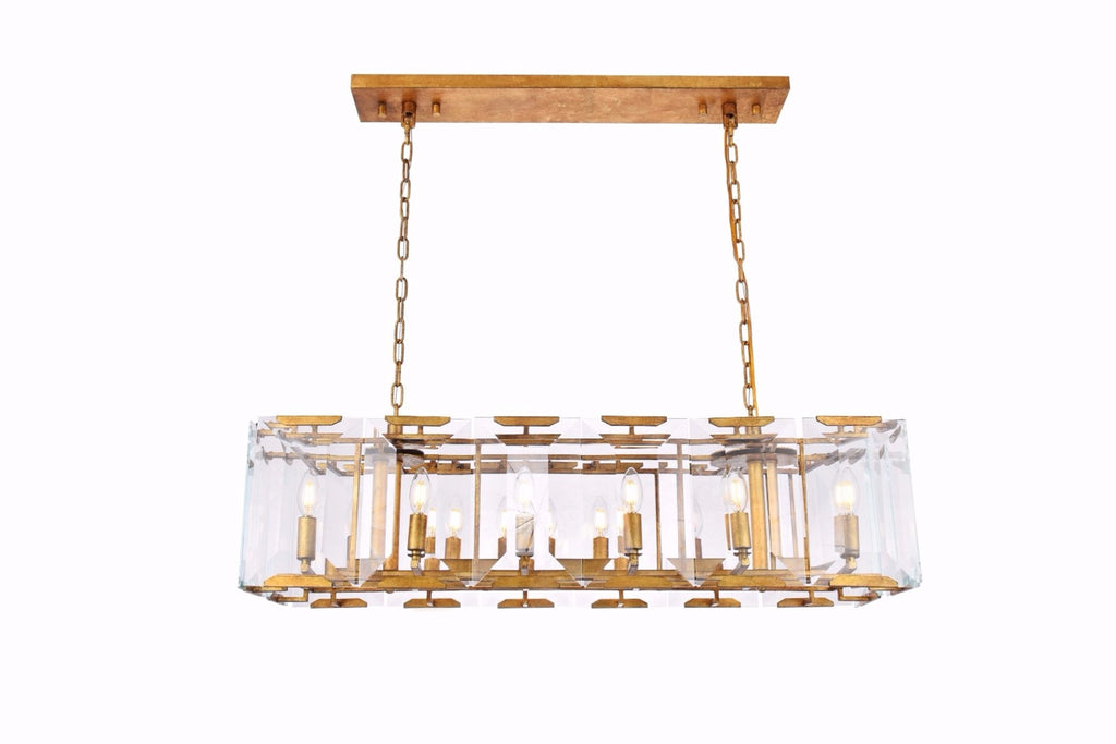 ZC121-1212D40GI - Urban Classic: Monaco 12 light Golden Iron Chandelier Clear Glass Crystal