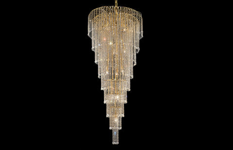 C121-6801G30G/EC - Regency Lighting: Falls 15 light Gold Chandelier Clear Elegant Cut Crystal