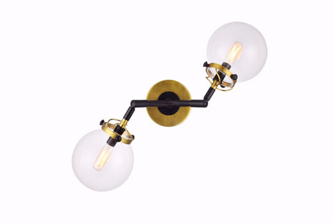 ZC121-1507W13BB - Urban Classic: Leda 2 light Burnished Brass&Flat Black Wall Sconce